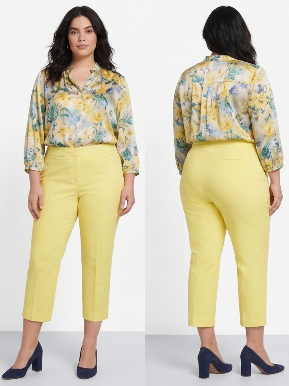HOBBS LONDON Yellow Slim Fit Cropped Tailored Trousers Ankle Pants Size 12